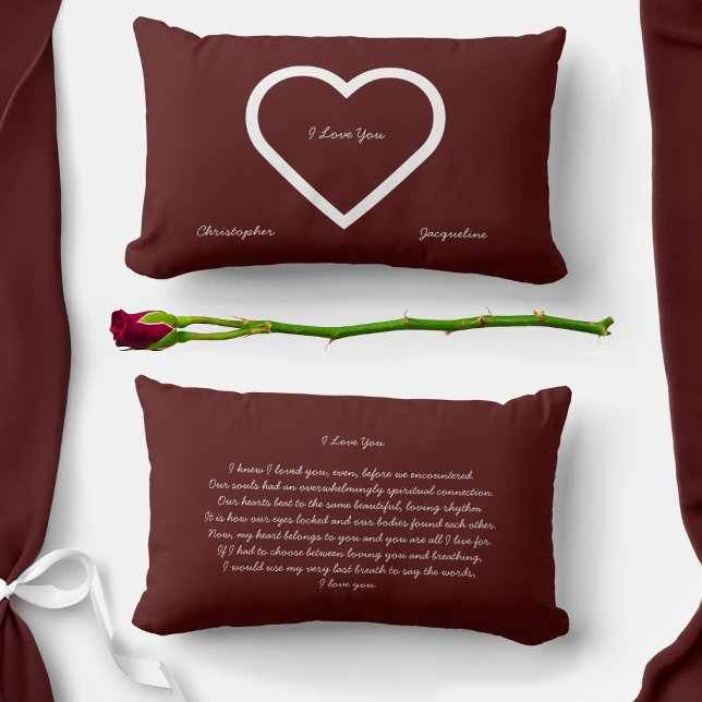 Cojín Lumbar Carta de amor romántica personalizada de San Valen (Subido por el creador)