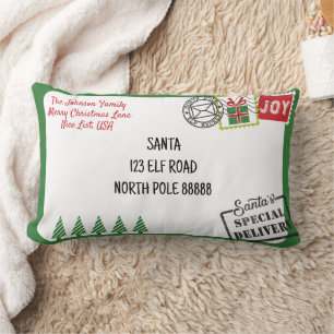 Cojín Lumbar Carta de Santa Verde Navidad
