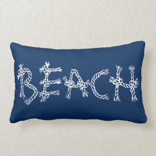 Cojín Lumbar Casa de playa de cuerda azul marino costera