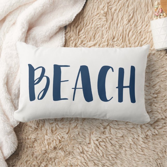 Cojín Lumbar Casa de playa Navy Blue Nautical Stripe (Manta)