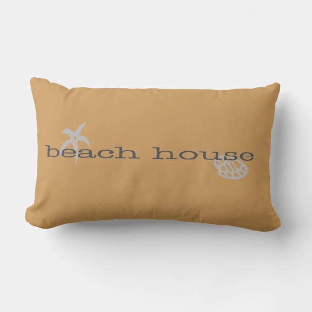 Cojín Lumbar Casa de playa Tan Starfish Seashell (Anverso)
