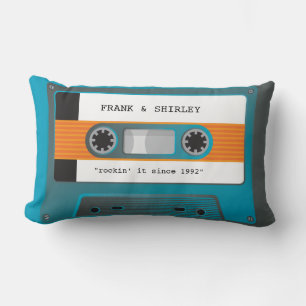 Cojín Lumbar CASSETTE TAPE música retro disco aqua grises rocki