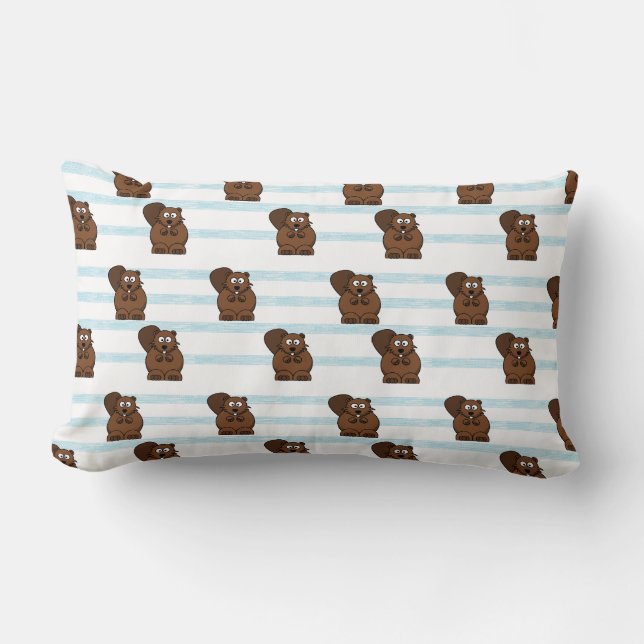 Cojín Lumbar castor en franjas azules (Anverso)