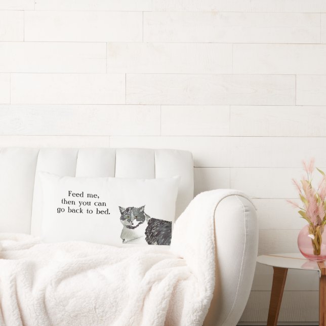 Cojín Lumbar Cat- Alimentarme, luego puedes volver a la cama. (Sofá)
