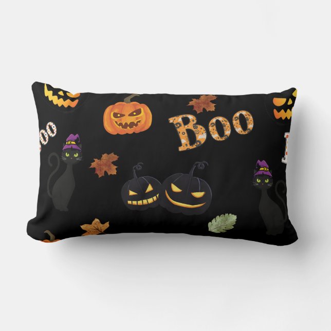 Cojín Lumbar Cat Boo Halloween (Anverso)