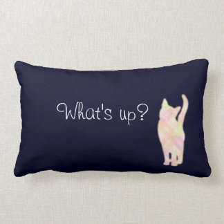 Cojín Lumbar Cat's グラデーション "What's up?" Blue クッション　Throw Pillow