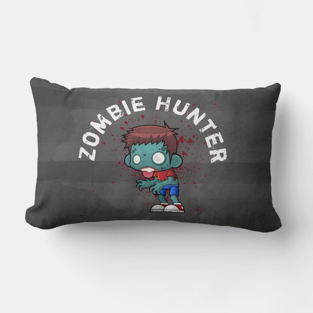 Cojín Lumbar Cazador zombi con Guay escalofriante con manchas d (Anverso)