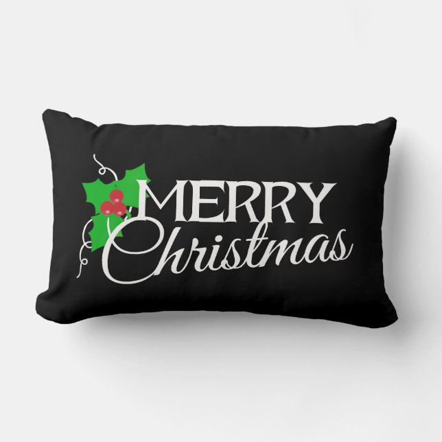 Cojín Lumbar Chalkboard Merry Christmas Pillow (Anverso)