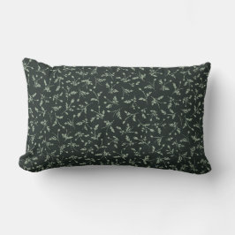 Cojín Lumbar Charcoal Black Modern Farmhouse Daisy Buds Pattern
