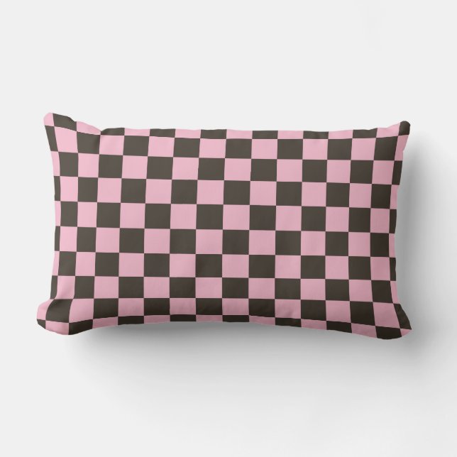 Cojín Lumbar Cherry blossom checkered board pattern (Anverso)