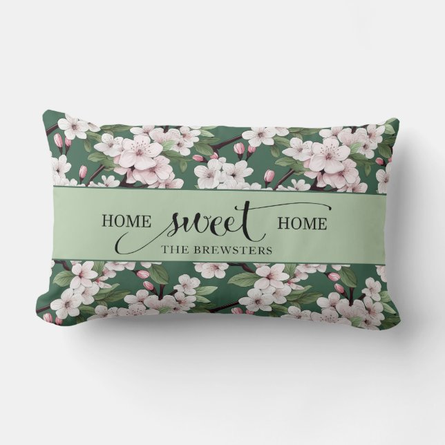 Cojín Lumbar Cherry Blossom Floral Home Sweet Home (Anverso)
