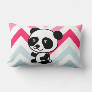 Cojín Lumbar Chevron rosa y azul Panda oso Lumbar Pillow