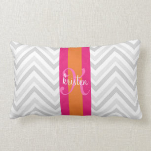 Cojín Lumbar Chevron rosado gris elegante moderno personalizado