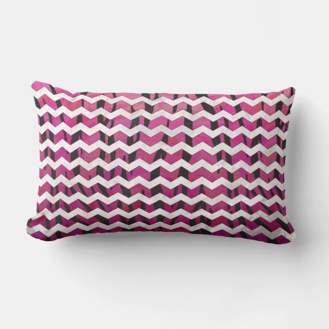 Cojín Lumbar Chevron Tiger Hot Pink and Black Print (Anverso)