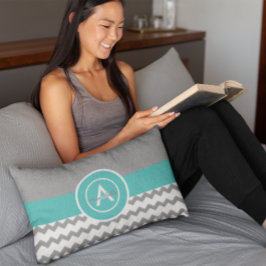 Cojín Lumbar Chevron Verde azulado gris