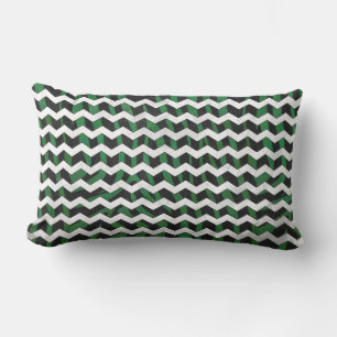 Cojín Lumbar Chevron Zebra Black and Green Print