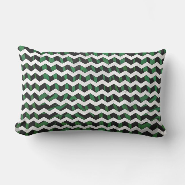 Cojín Lumbar Chevron Zebra Black and Green Print (Anverso)