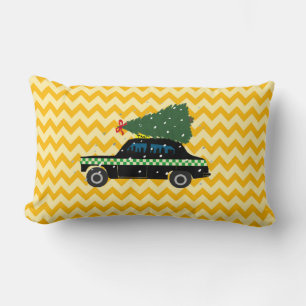 Cojín Lumbar Chevron Zig Zag Pastel Navidades Taxi Amarillos