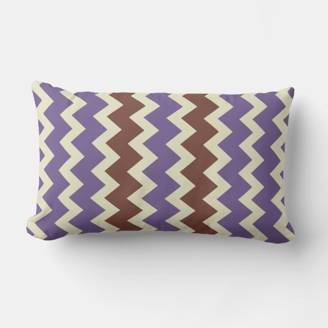 Cojín Lumbar Chevron zigzag verde claro marrón violeta (Anverso)