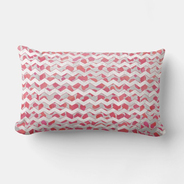 Cojín Lumbar ChevronDalmatian rosa y blanco (Anverso)