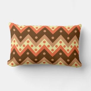 Cojín Lumbar Chevrons y puntos - marrón y óxido