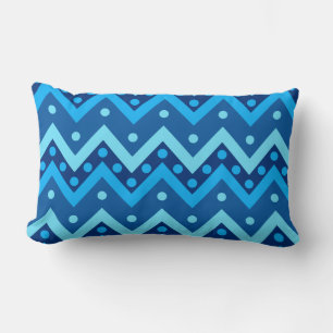 Cojín Lumbar Chevrons y puntos - tonos azules