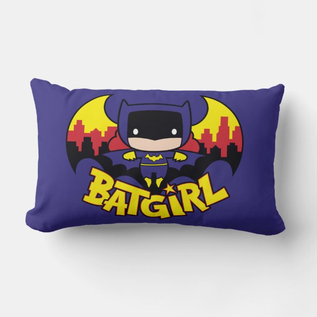 Cojín Lumbar Chibi Batgirl Con Skyline Y Logo De Gotham (Anverso)