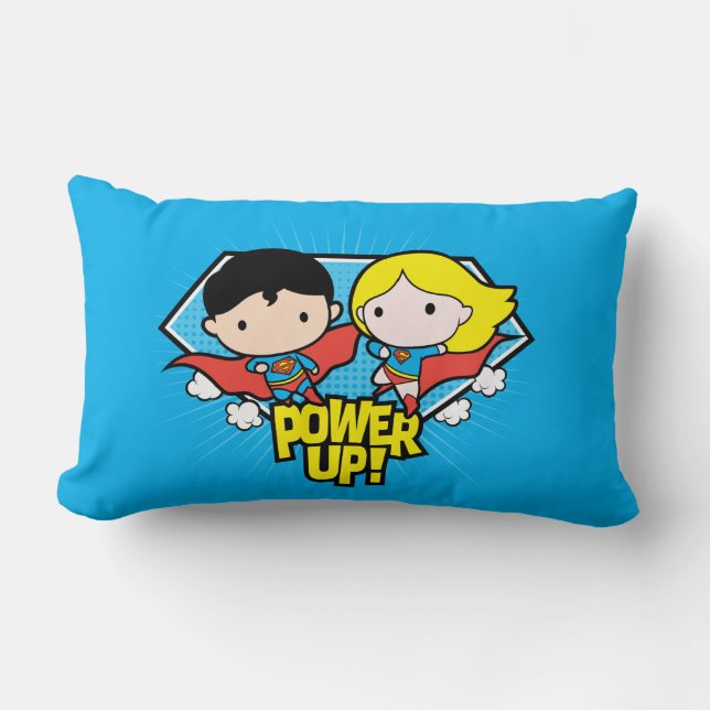 Cojín Lumbar ¡Chibi Superman & Chibi Supergirl Power Up! (Anverso)