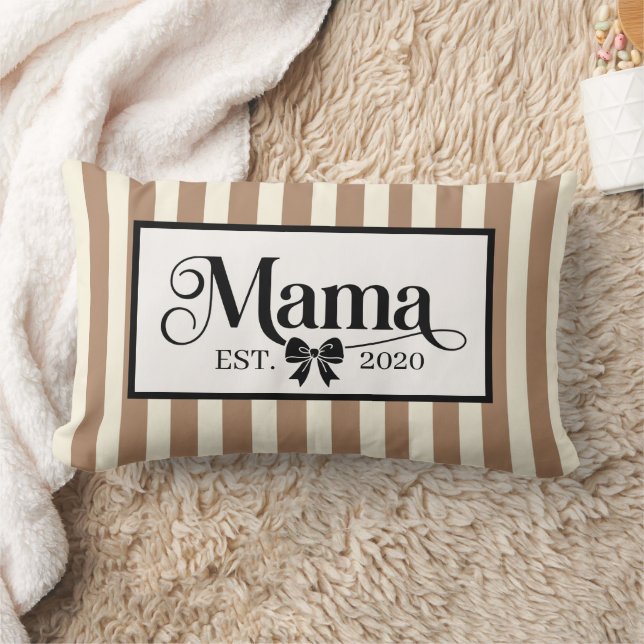 Cojín Lumbar Chic Brown Striped Custom Mama Keepsake (Manta)