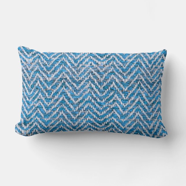 Cojín Lumbar Chic crema azul Chevron (Anverso)