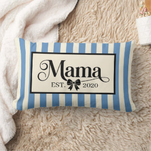 Cojín Lumbar Chic Rayas Azules Regalo Personalizado Mamá