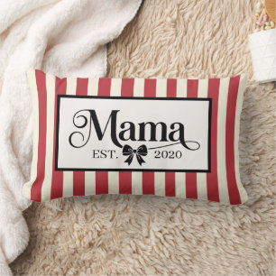 Cojín Lumbar Chic Rayas Rojas Regalo Personalizado Mamá