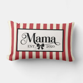 Cojín Lumbar Chic Rayas Rojas Regalo Personalizado Mamá