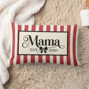 Cojín Lumbar Chic Rayas Rojas Regalo Personalizado Mamá