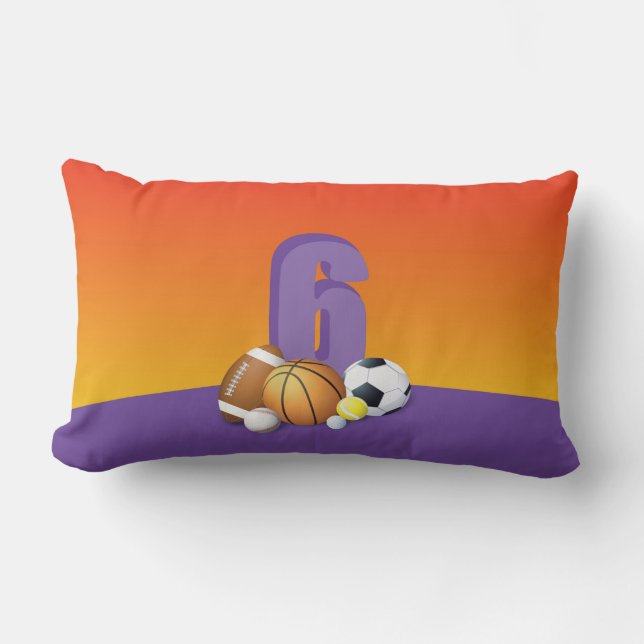 Cojín Lumbar Chica 6ª Bolas Deportivas de Cumpleaños (Anverso)