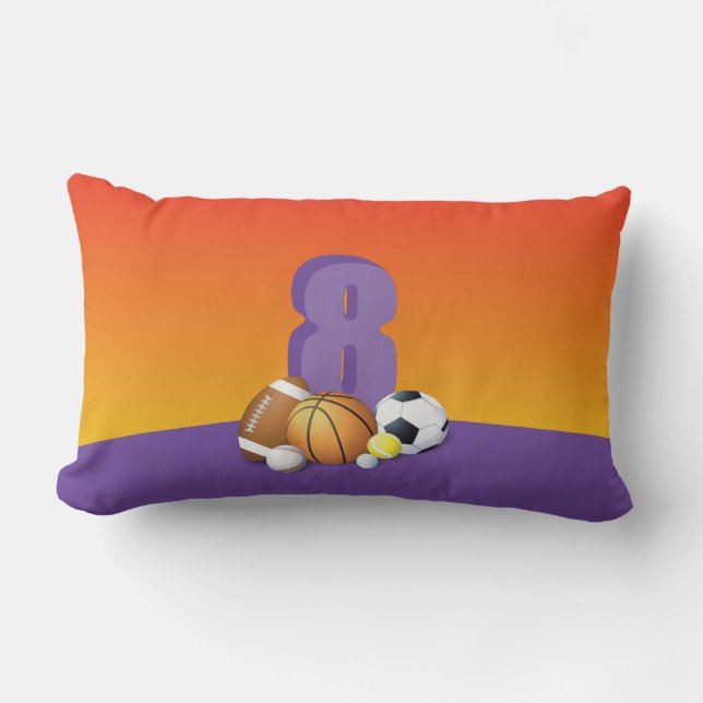 Cojín Lumbar Chica 8.ª Bolas Deportivas de Cumpleaños (Anverso)