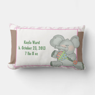 Cojín Lumbar Chica Baby Elephant Zebra Stripes and Rattle