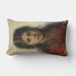 Cojín Lumbar Chica con un Shawl Rojo (por Alexei Harlamoff)