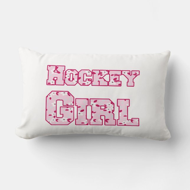 Cojín Lumbar Chica de hockey Pink Floral (Anverso)