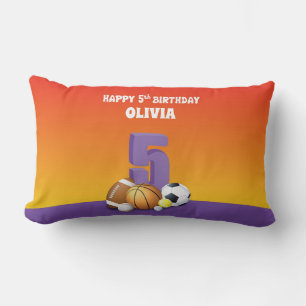 Cojín Lumbar Chica de nombre personalizado 5º Bolas deportivas