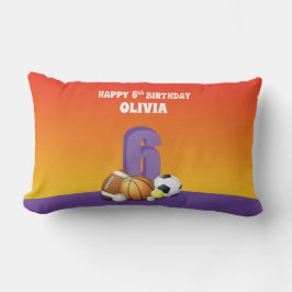 Cojín Lumbar Chica de nombre personalizado 6º Balls deportivas