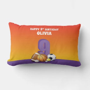 Cojín Lumbar Chica de nombre personalizado 9º Bolas Deportivas