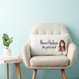 Cojín Lumbar Chica de palo en Gingham vestida con una cita