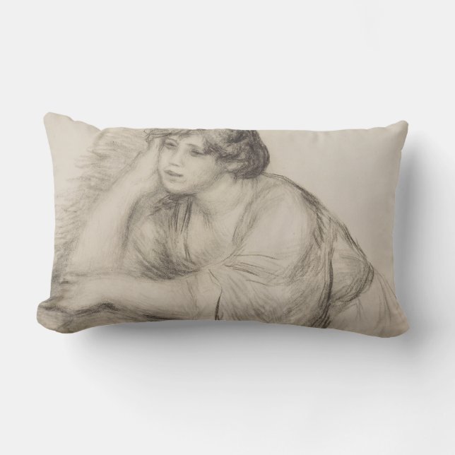 Cojín Lumbar Chica en sesión (por Pierre-Auguste Renoir) (Anverso)