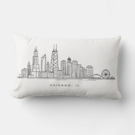 Cojín Lumbar Chicago IL Cityscape Illustration