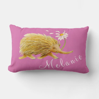 Cojín Lumbar Chicas caprichosos de la acuarela de Echidna nombr
