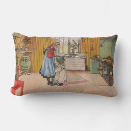 Cojín Lumbar Chicas en la cocina (arte sueco clásico)