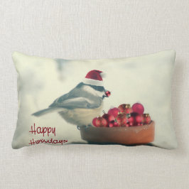 Cojín Lumbar Chickadee adorable del día de fiesta
