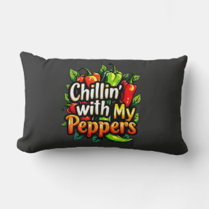 Cojín Lumbar Chillin' con mis pimientos - gráfico de chile colo