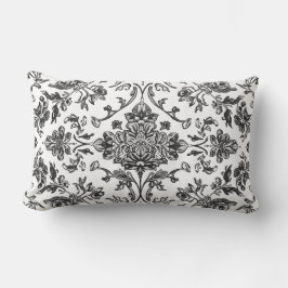 Cojín Lumbar Chinoiserie Floral Negro y Blanco Acuarela